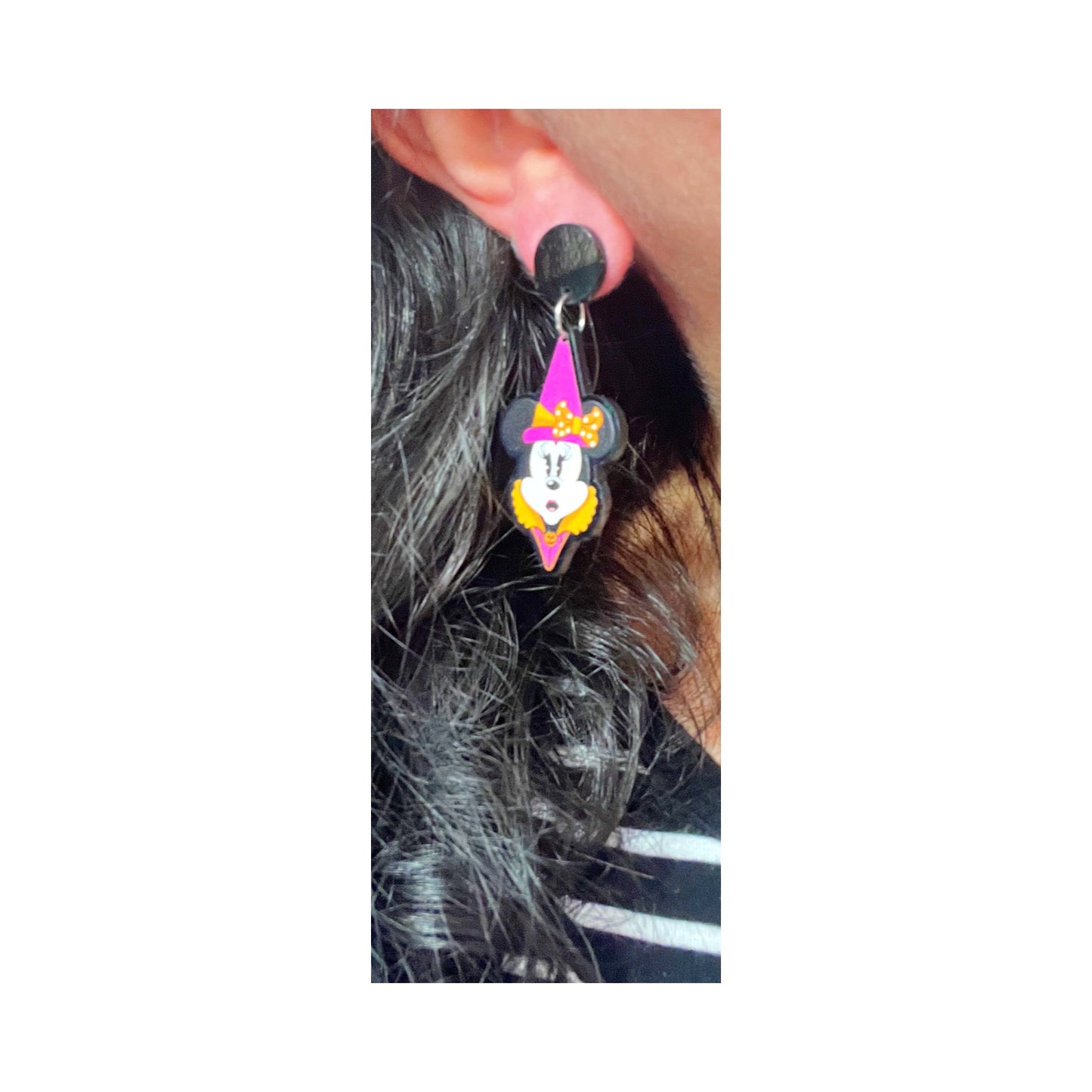 Retro Mouse Witchy Couple Halloween Drop Earrings