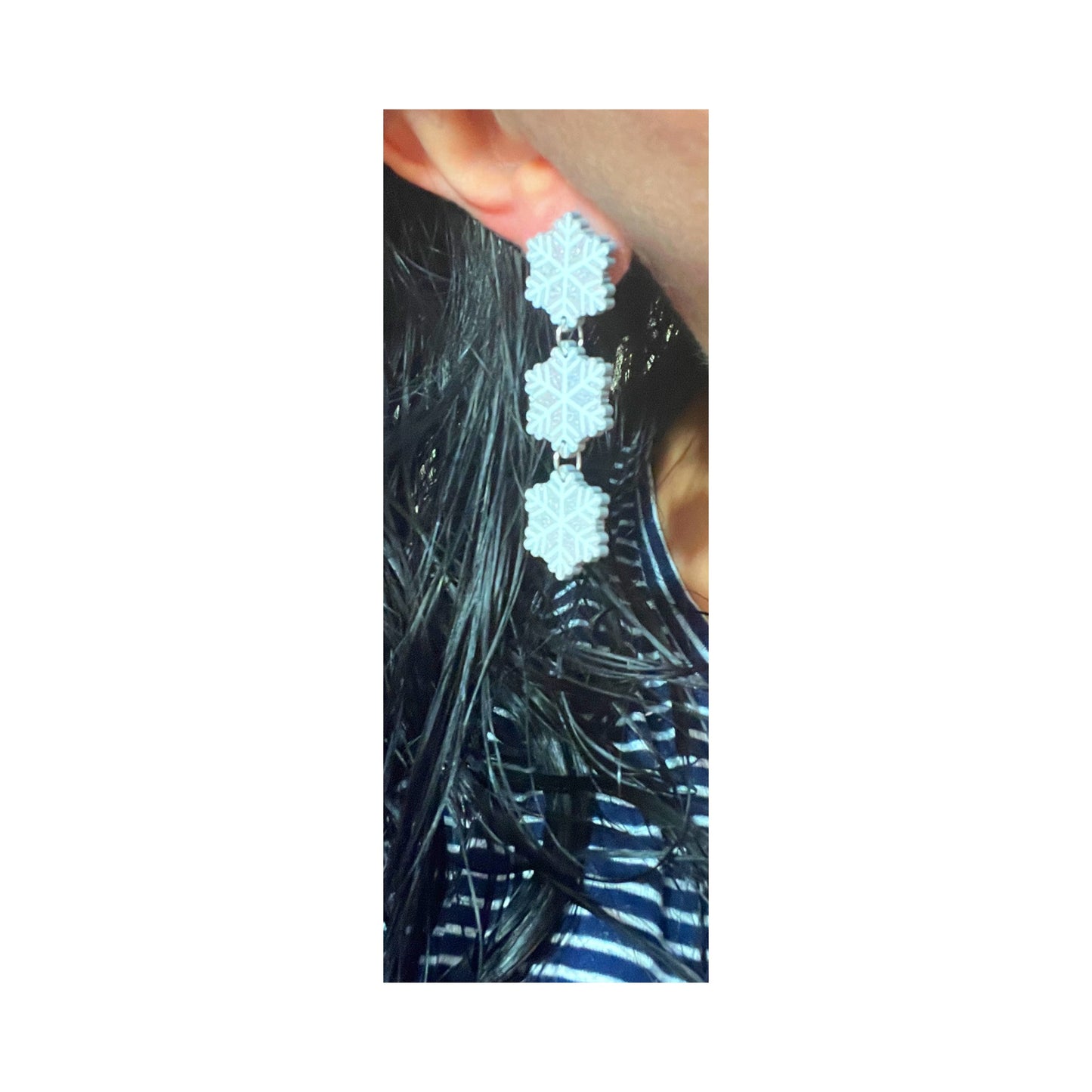 Silver Snowflake Tiered Drop Earrings