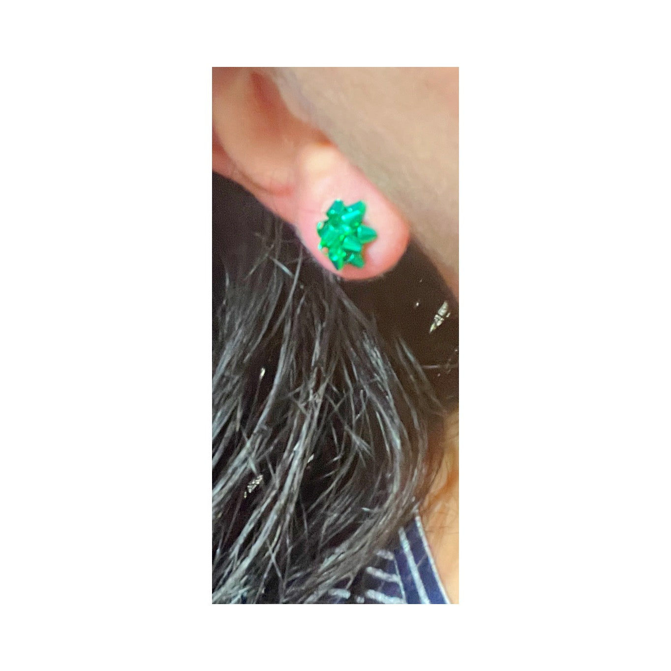 Dainty Green Christmas Bow Post Earrings