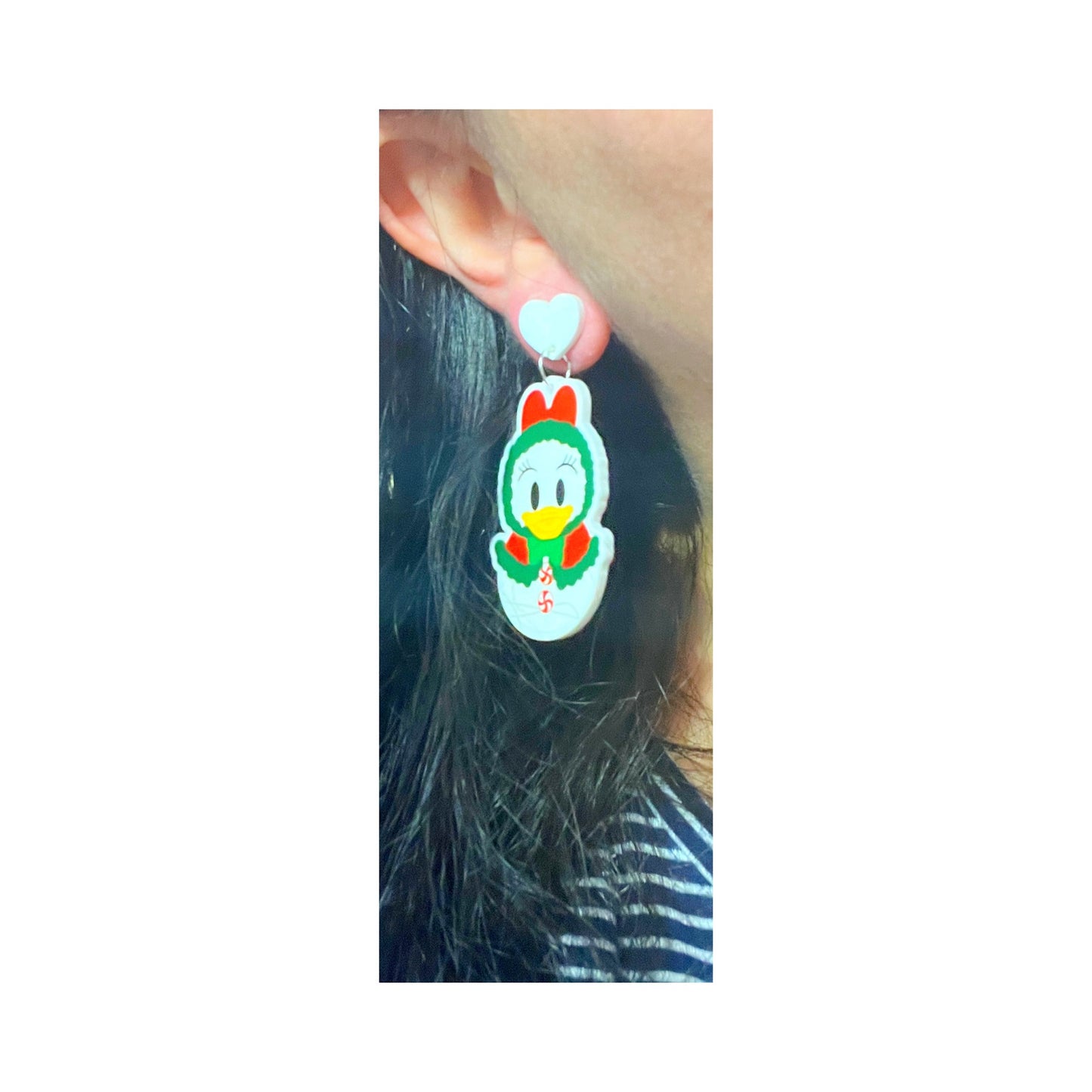 Duck Couple Snowman Drop Earrings