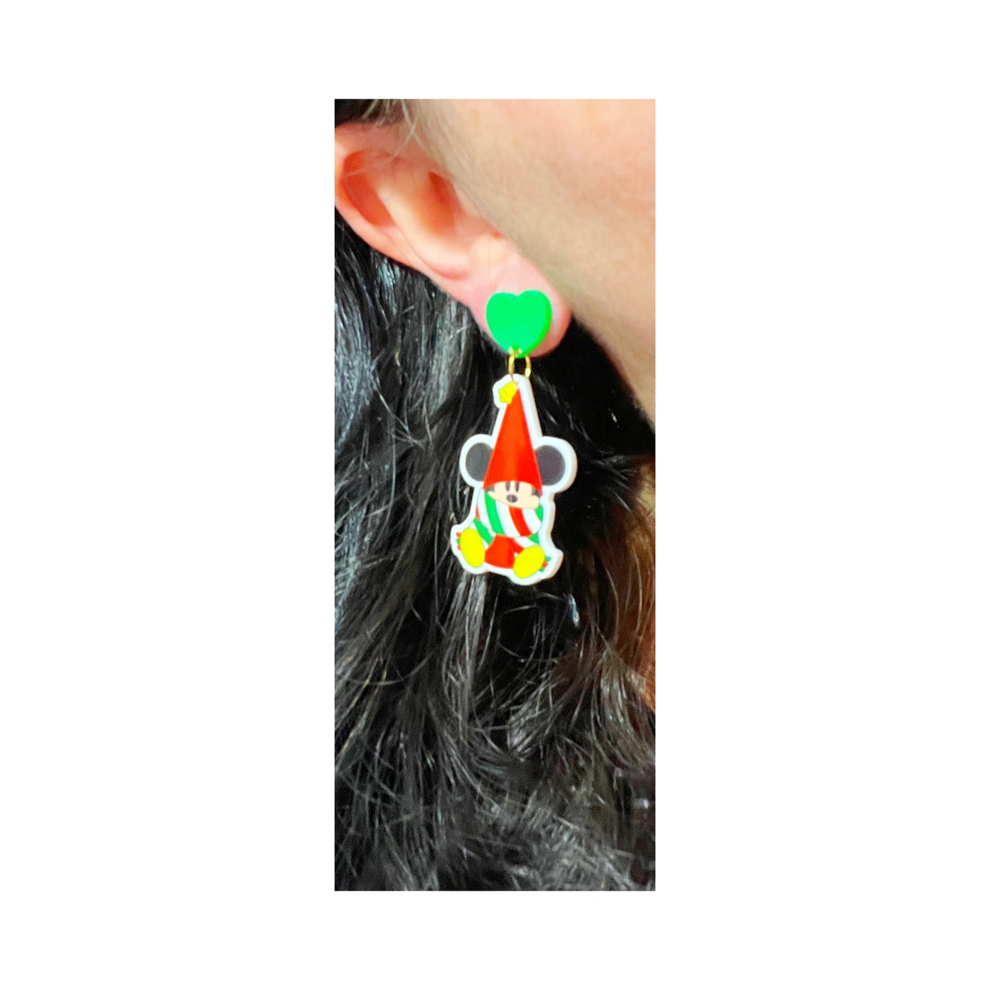 Mouse Holiday Gnome Drop Earrings