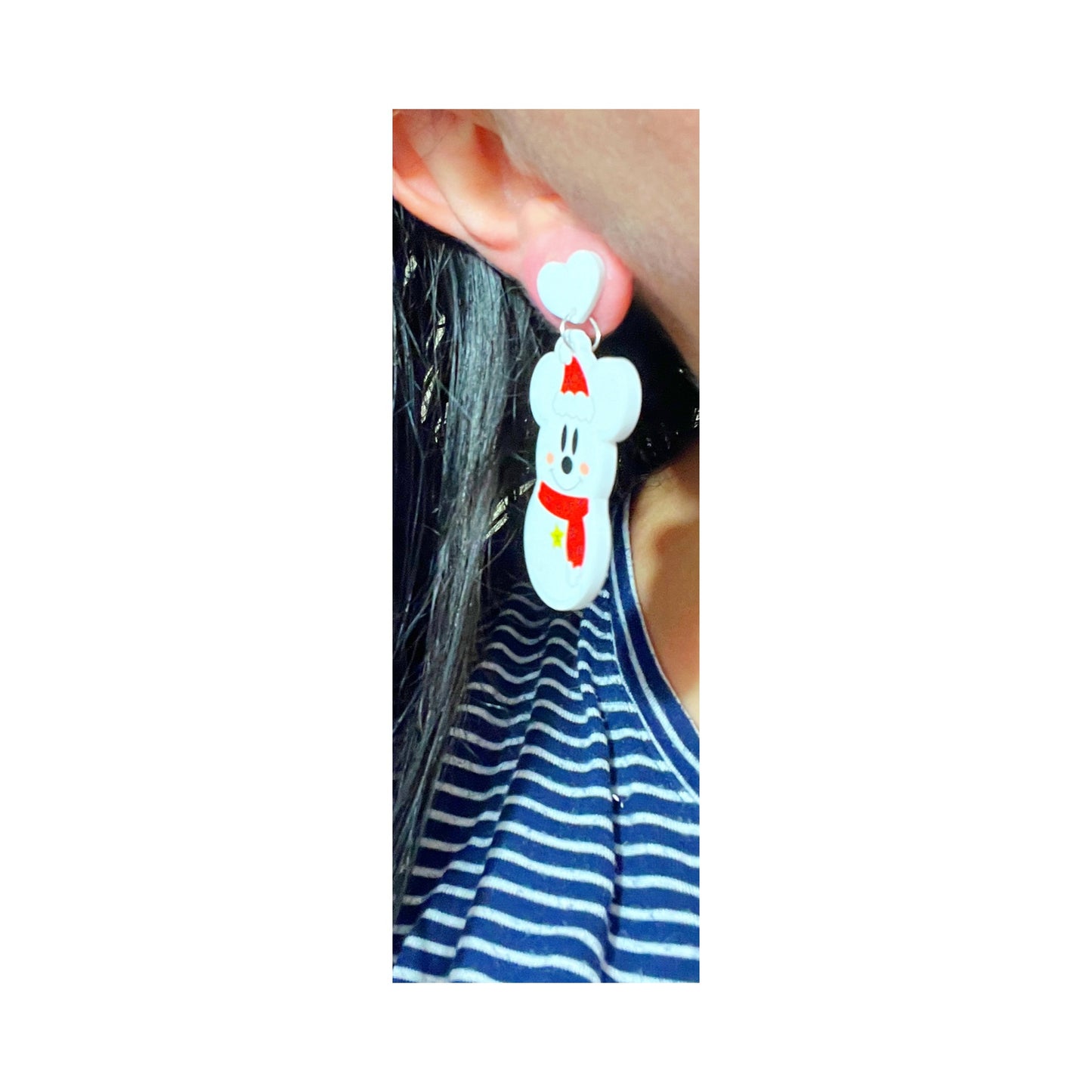 Retro Mouse Snowman Couple Drop Earrings