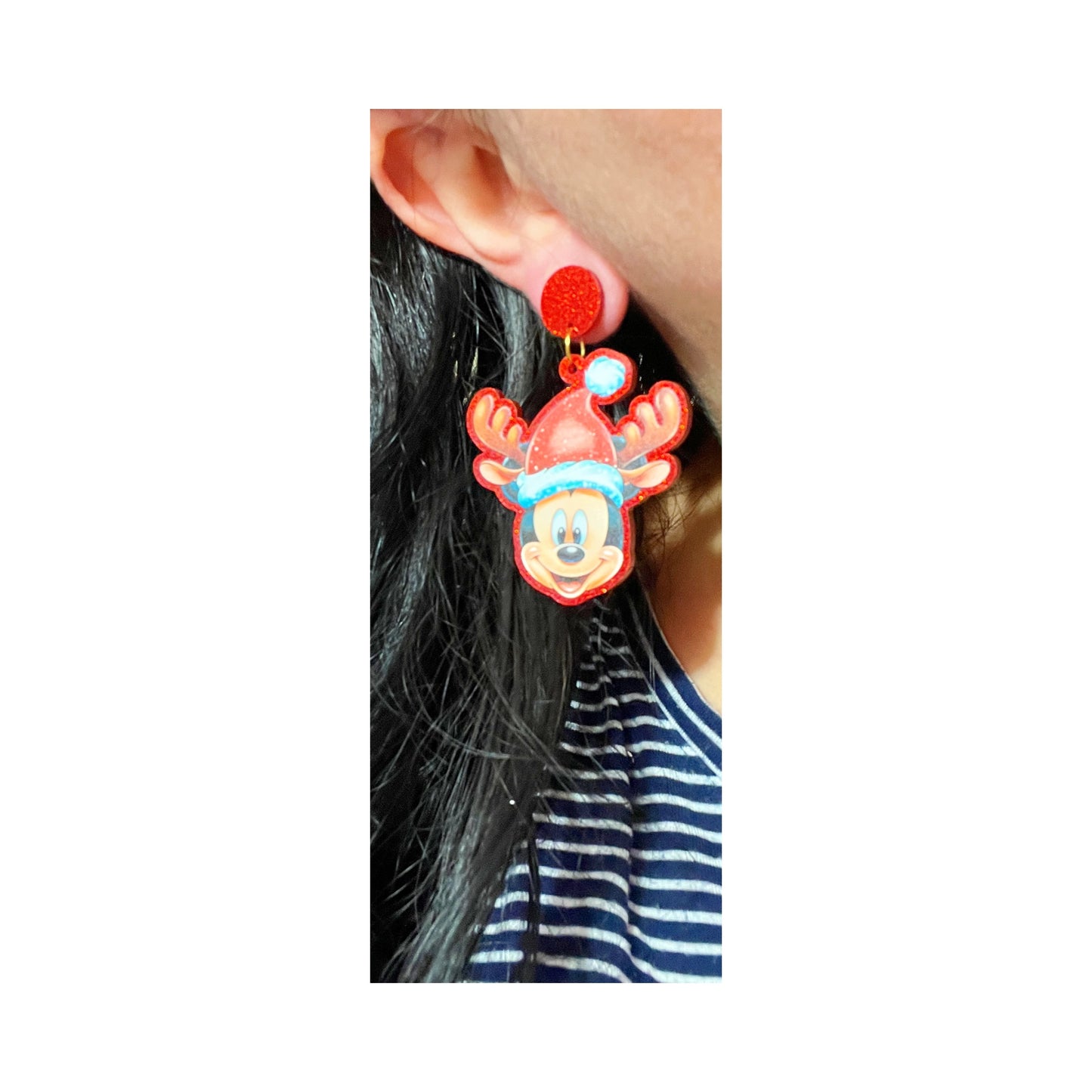 Mouse Couple Sparkle Reindeer Earrings