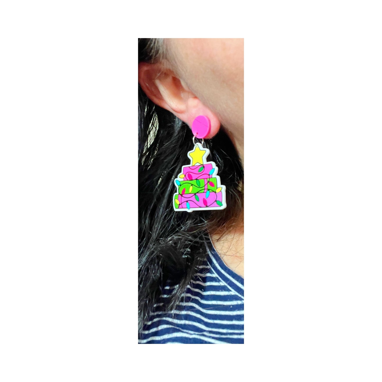 Book Christmas Tree Drop Earrings