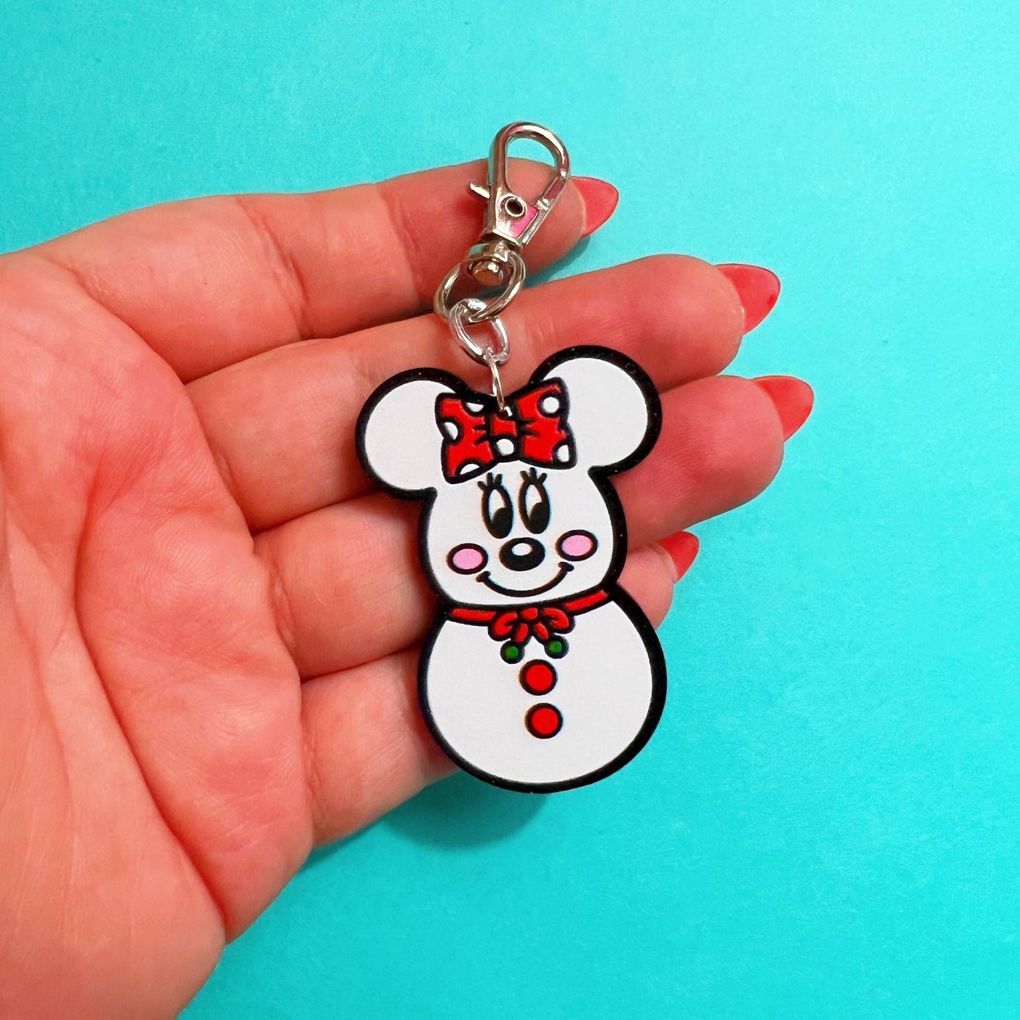 Minnie Snowman Bag Charm or Keychain