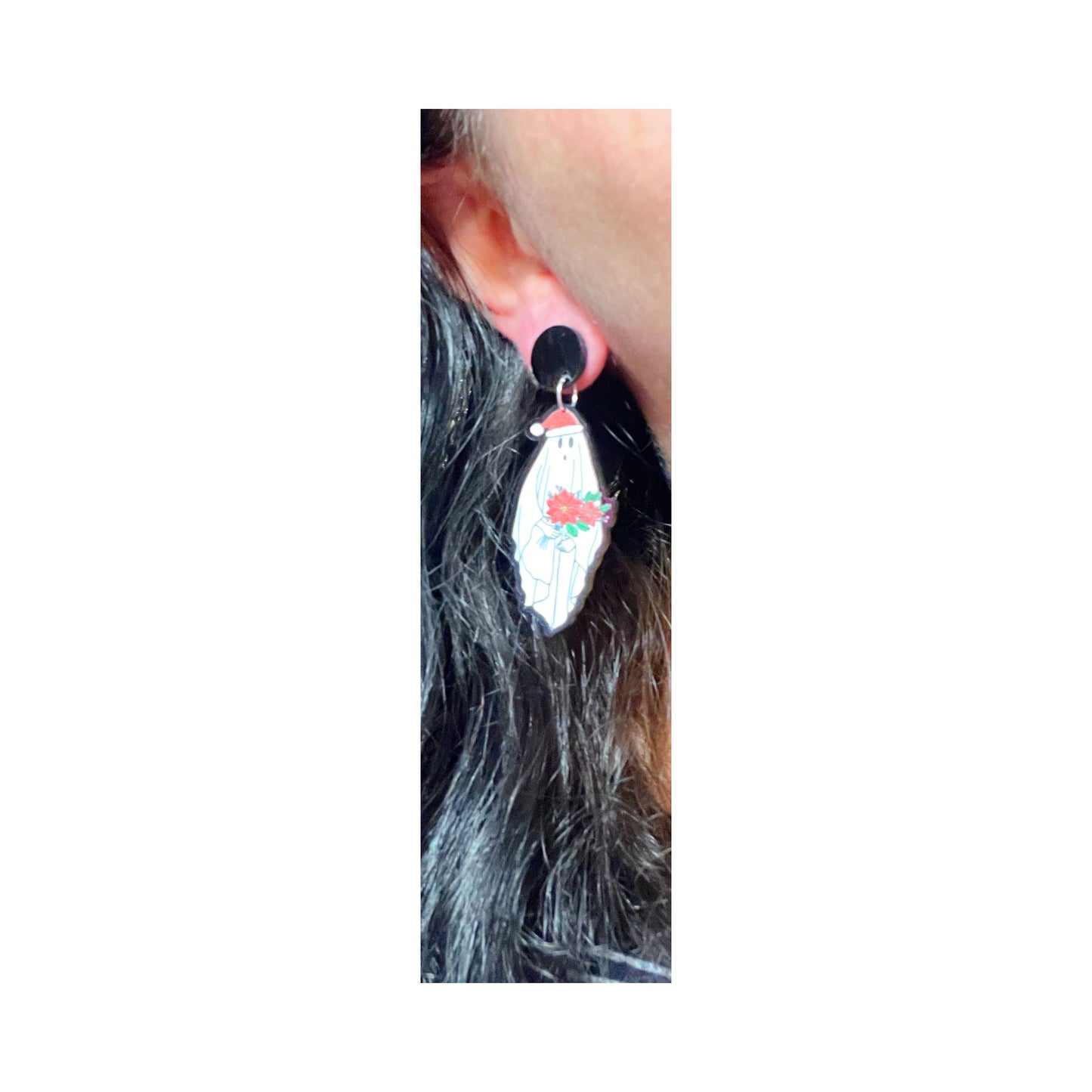 Holiday Flower Bouquet Ghost Drop Earrings