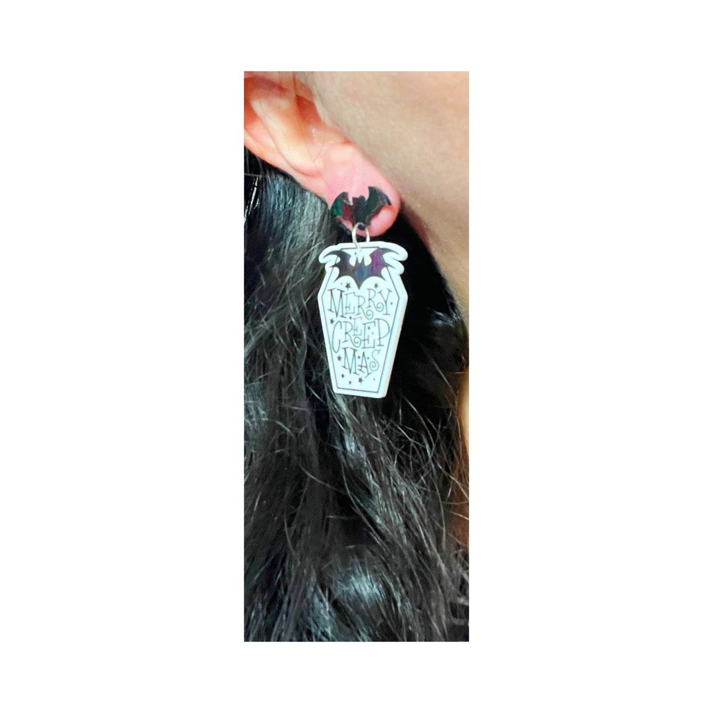 Merry Creepmas Coffin Drop Earrings