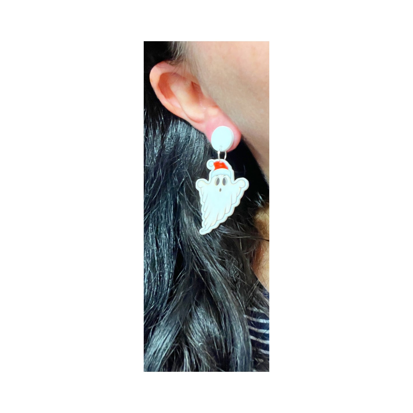 Santa Hat Ghost Drop Earrings