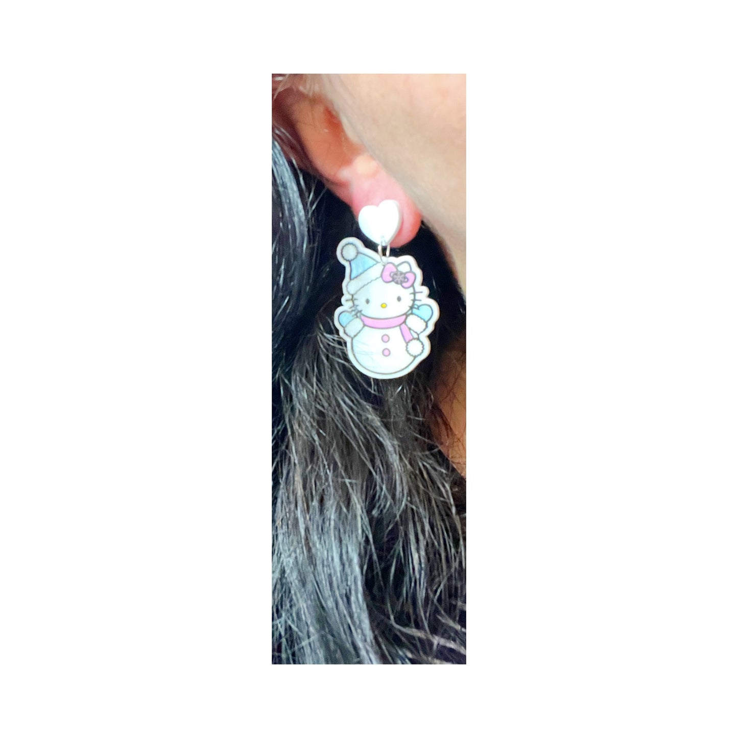Snowman Kitty Drop Earrings