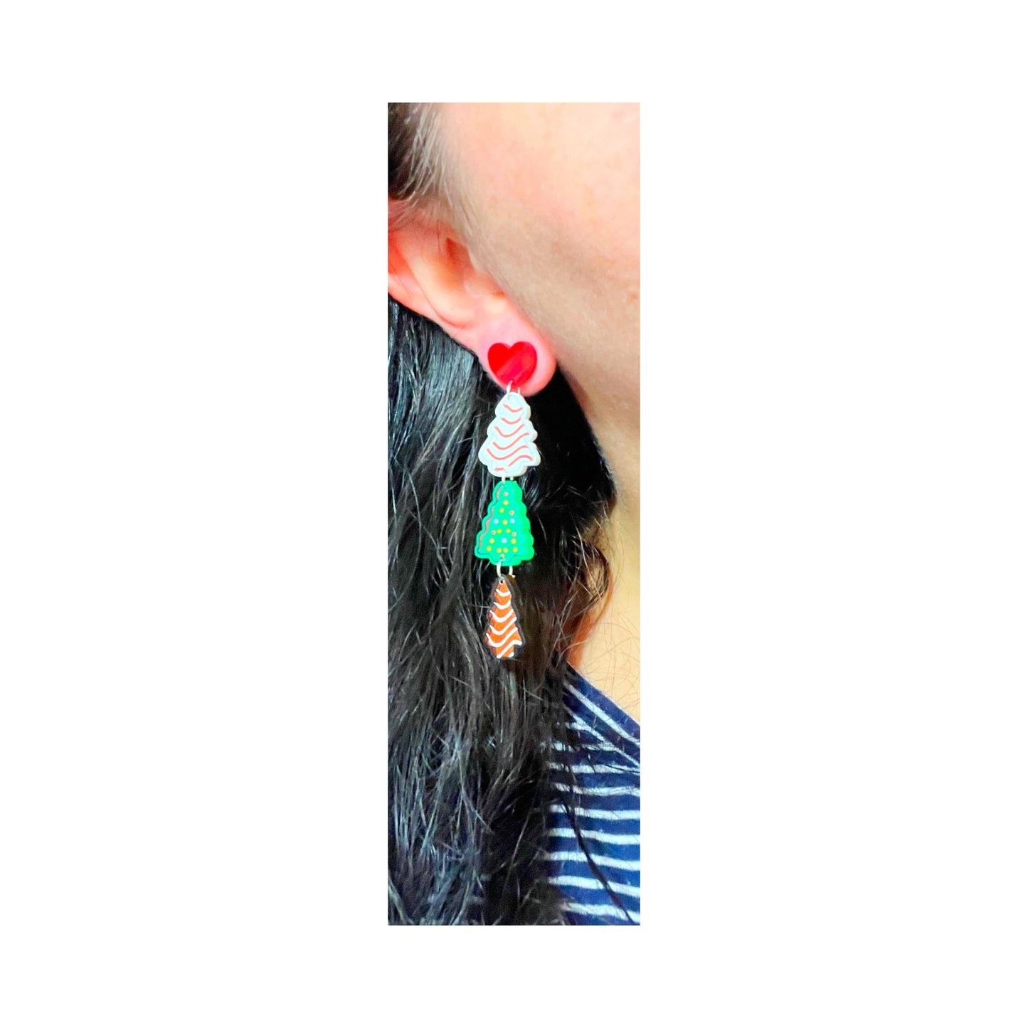 Christmas Tree Cakes Tiered Drop Earrings