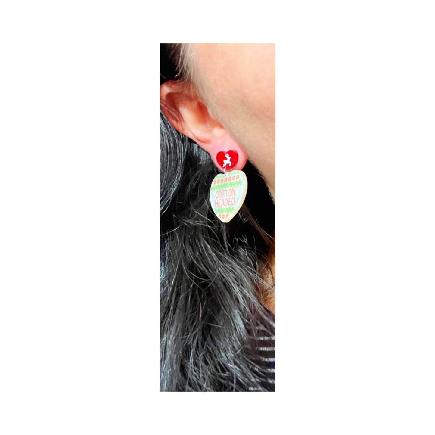 Cotton Headed Ninny Muggins Heart Drop Earrings