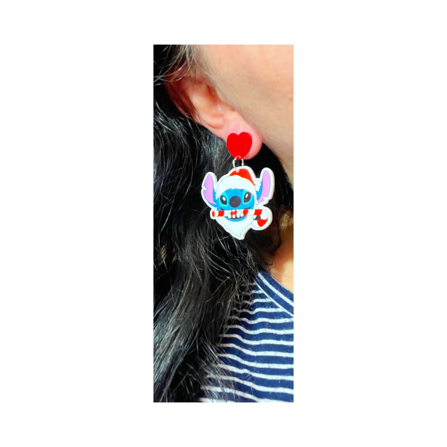 Santa Hat Stitch Drop Earrings