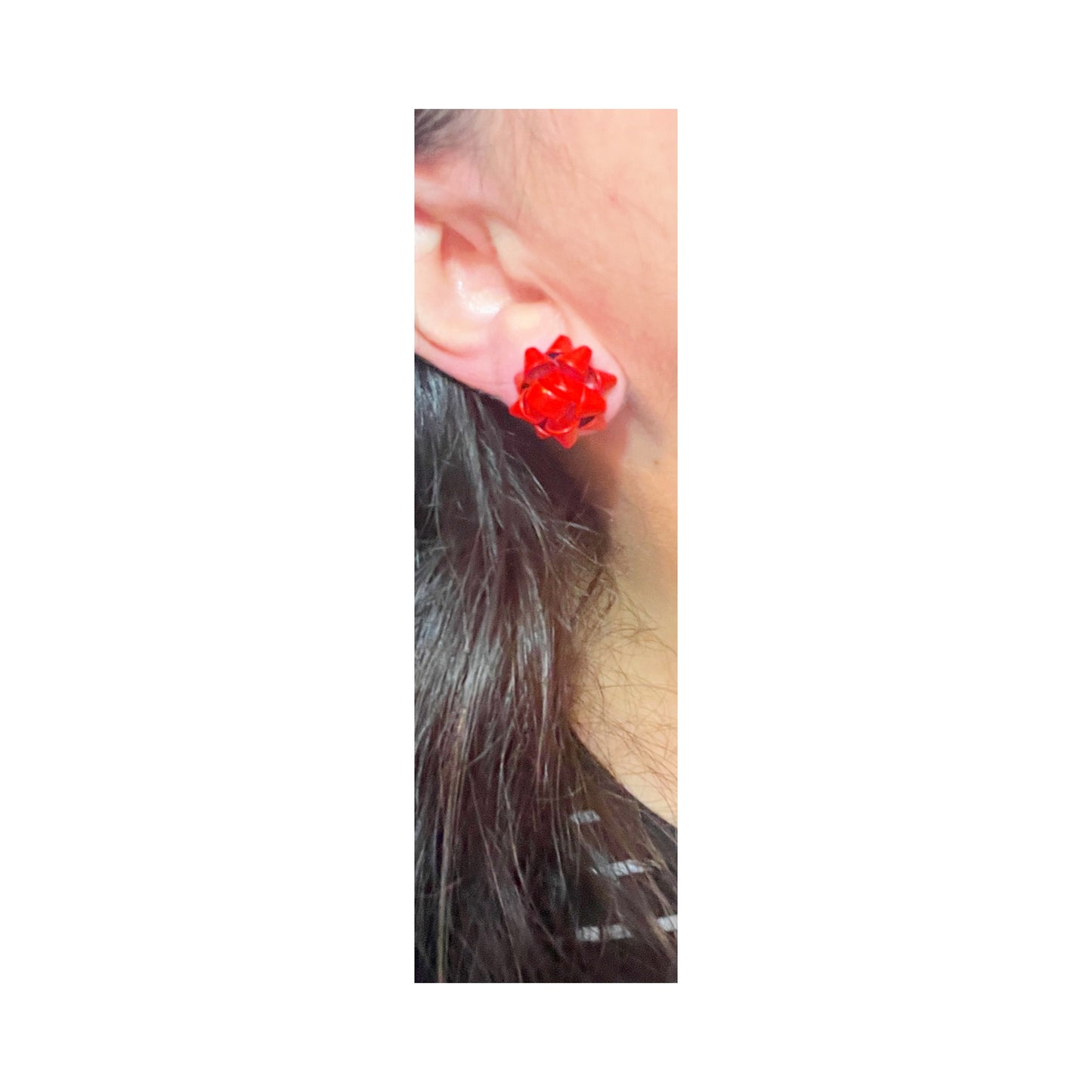 Matte Red Christmas Bow Post Earring