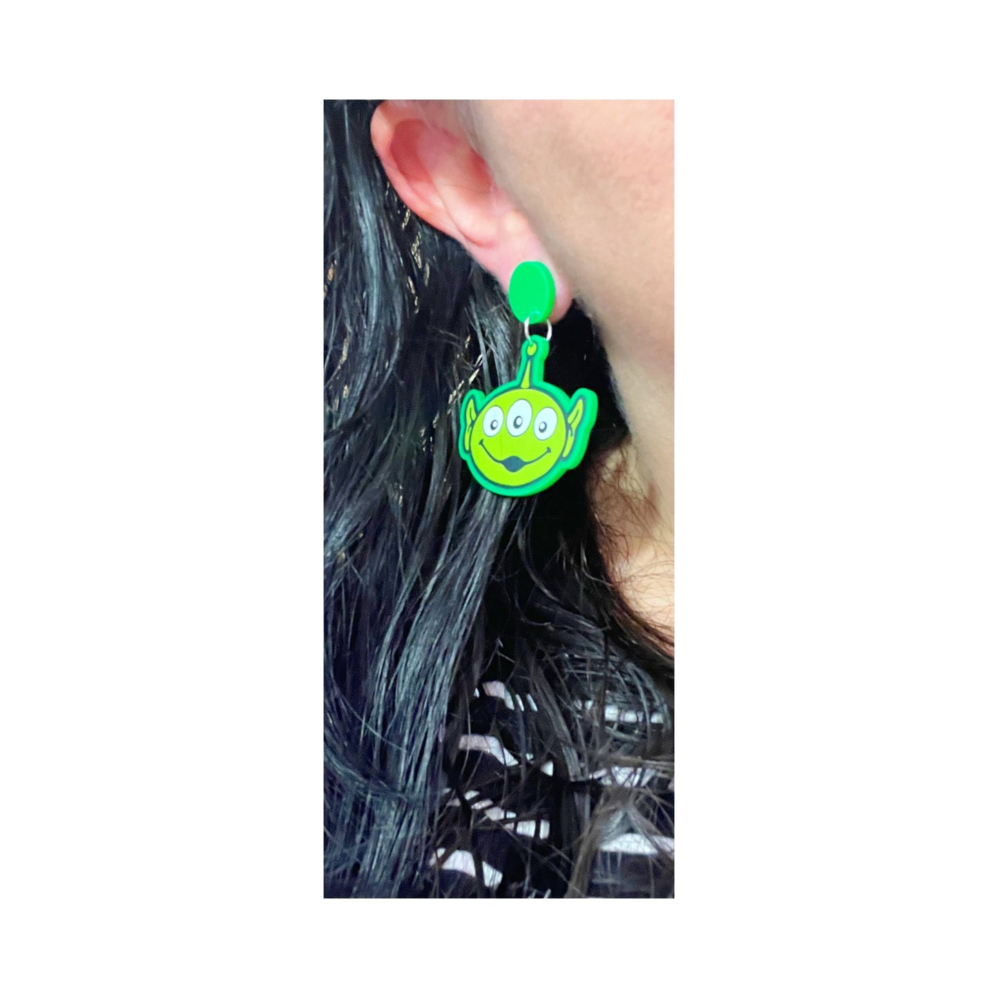 Alien Toy Head Acrylic Drop Earrings