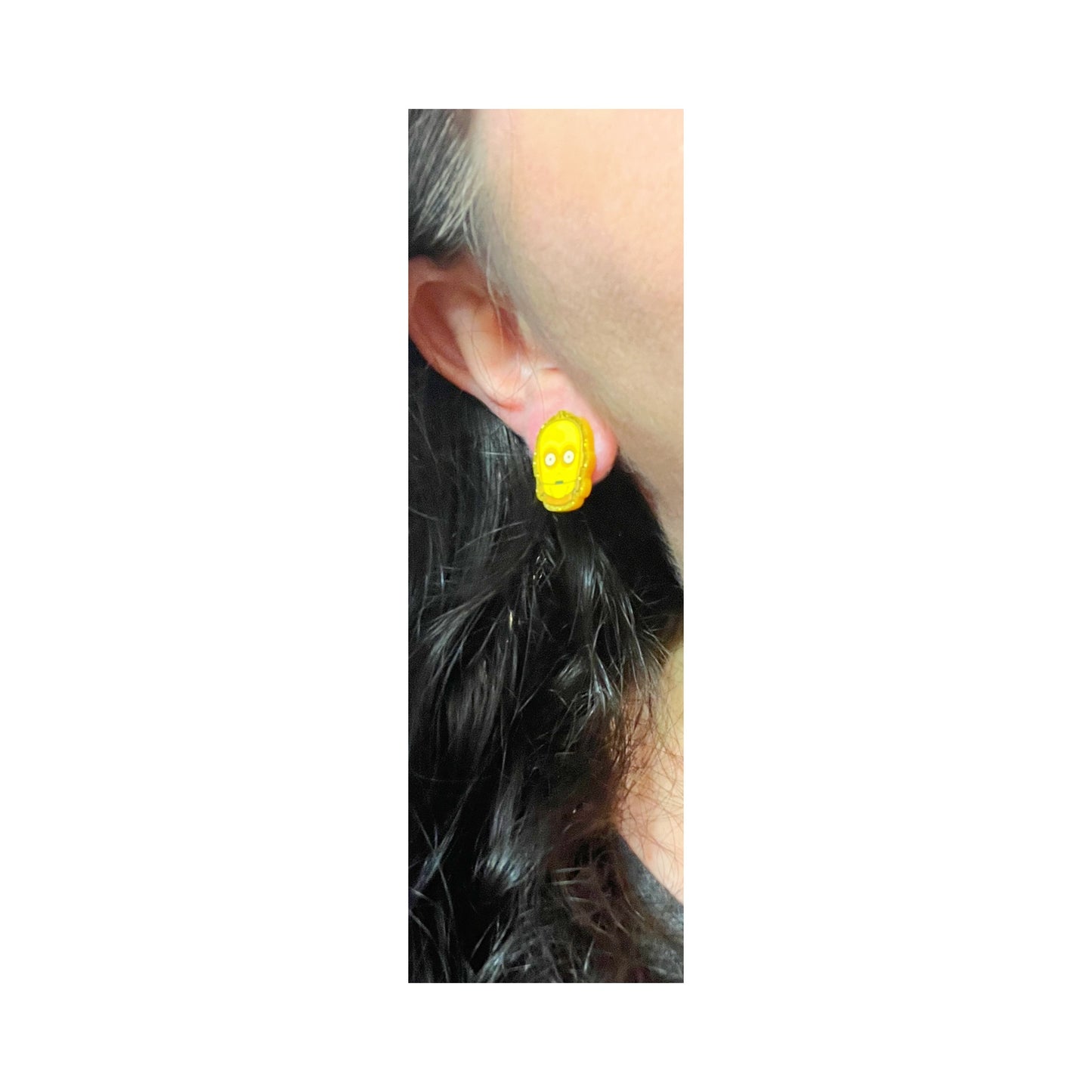 Gold Droid Arylic Post Earrings