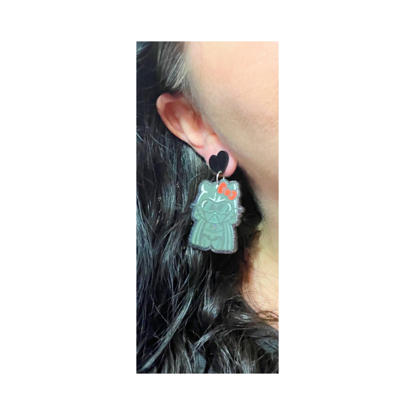 Darth Kitty Acrylic Drop Earrings
