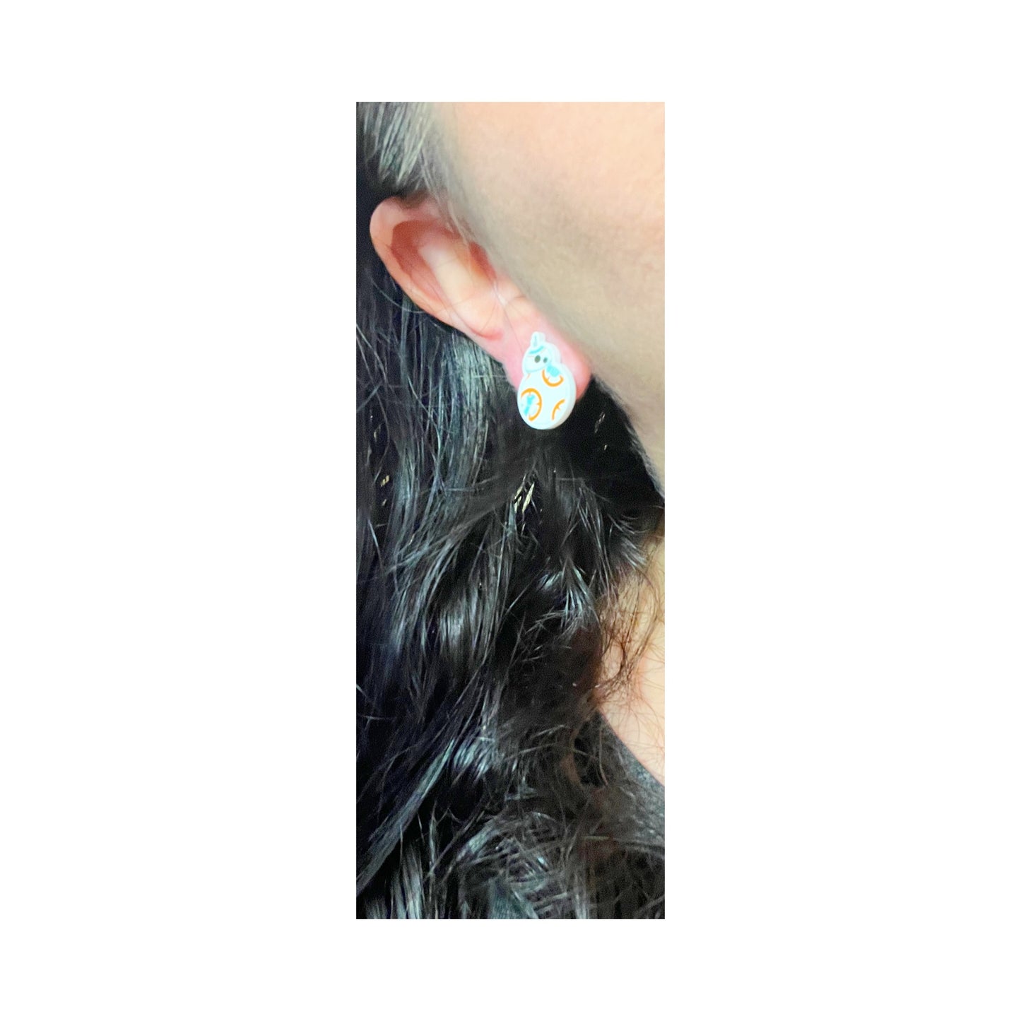 Orange Droid Post Earrings