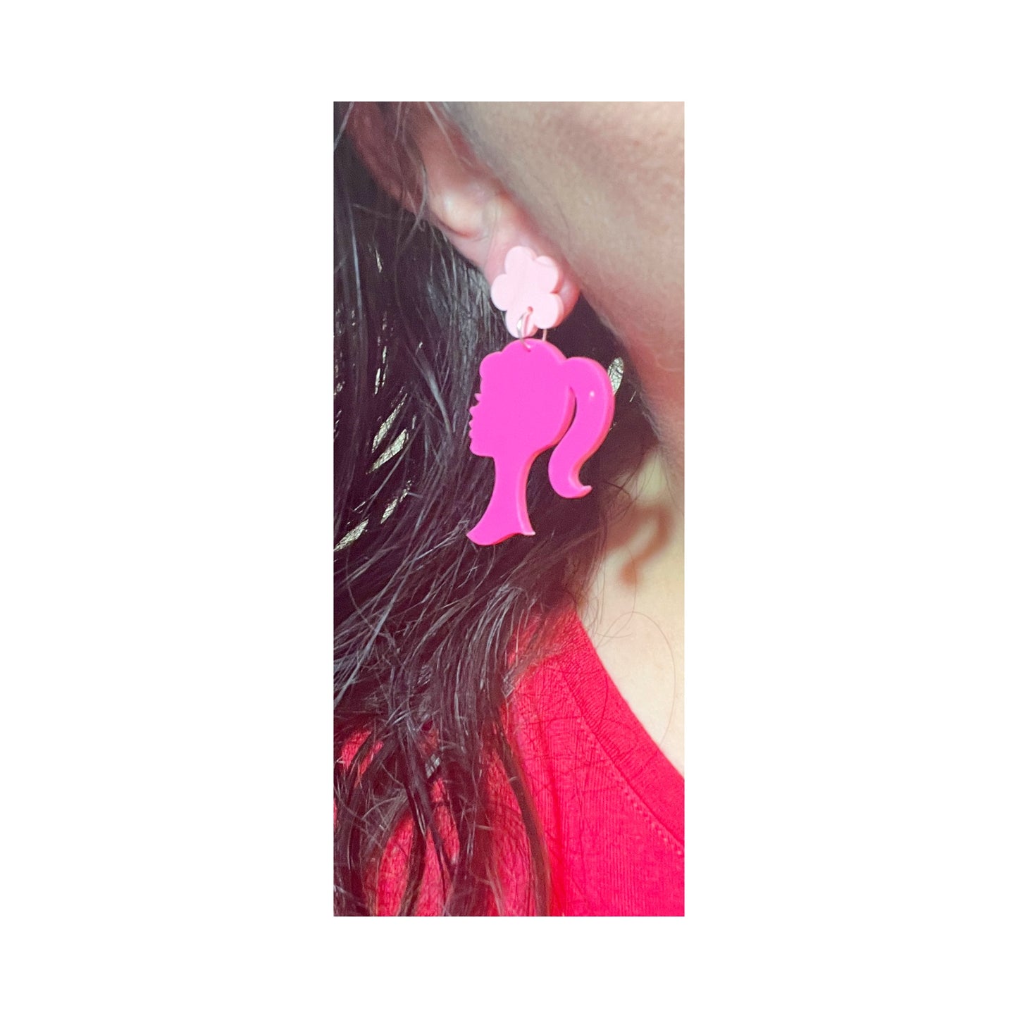 Flower Power Doll Silhouette Drop Earrings