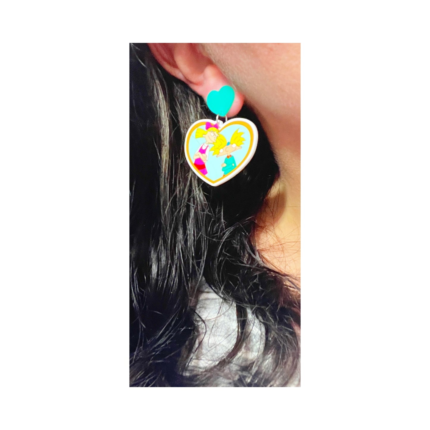 Arnold & Helga Heart Acrylic Drop Earrings