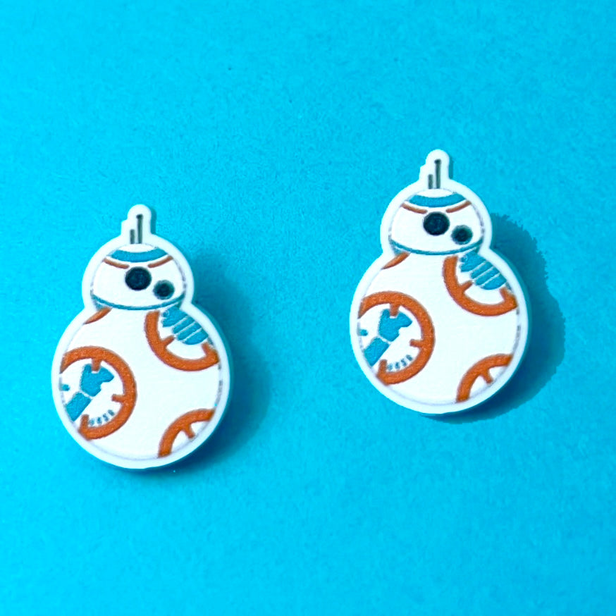 Orange Droid Post Earrings