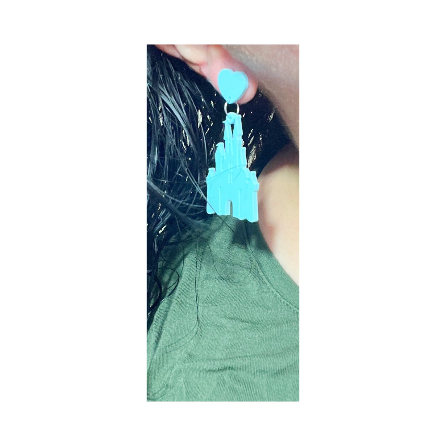 Pastel Blue Castle Drop Earrings