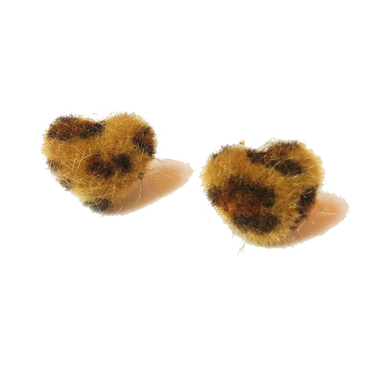 Leopard Print Heart Fuzzy Round Post Earrings