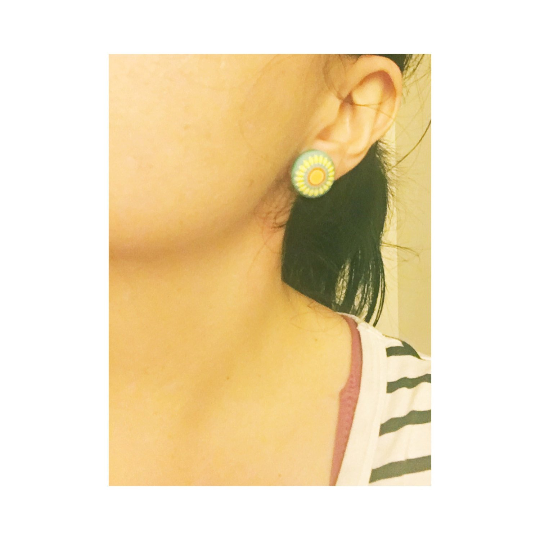 Coronation Anna Sunflower Fabric Button Earrings