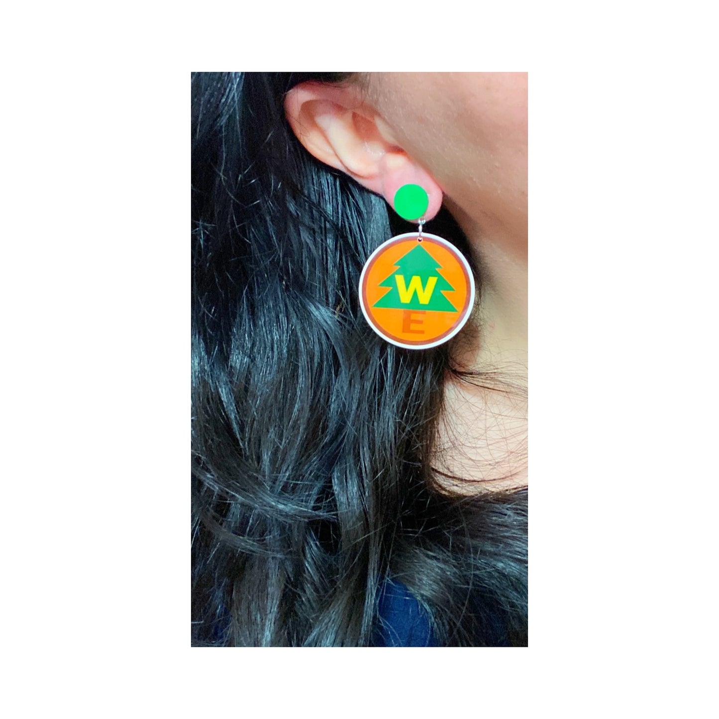 Wilderness Explorer Badge Acrylic Drop Earrings