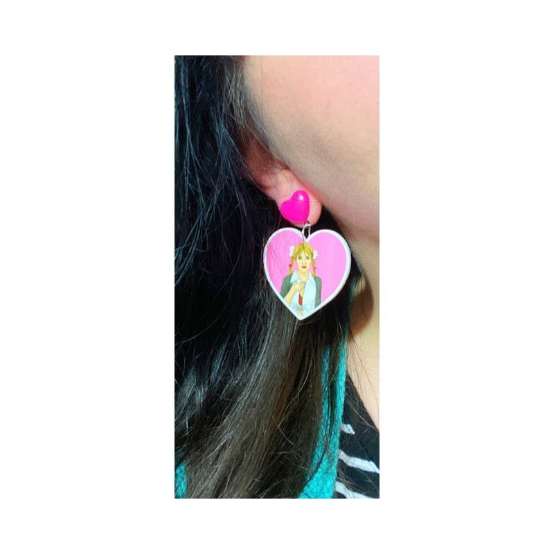 Britney Heart Acrylic Drop Earrings