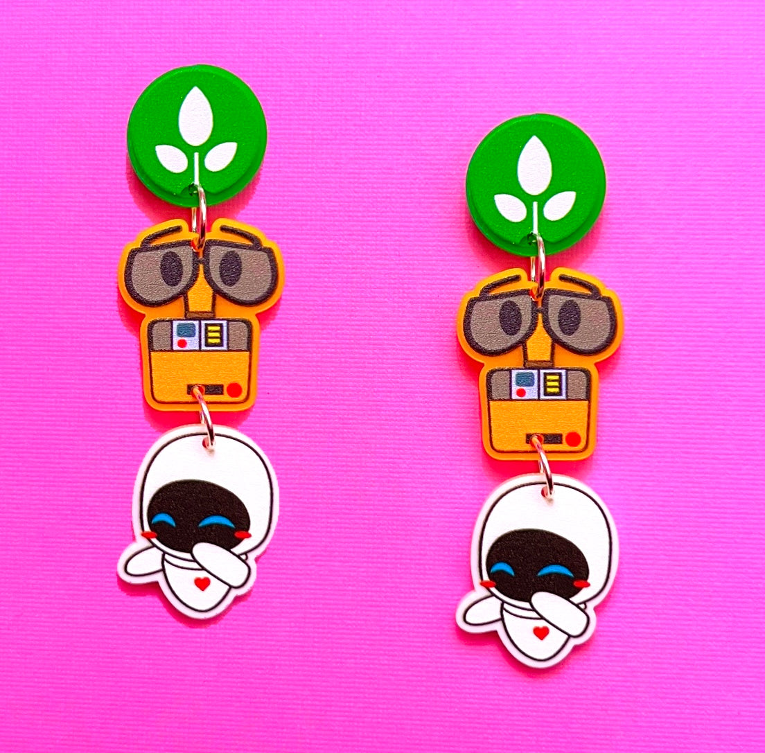 Space Robot Lovers Tiered Drop Earrings