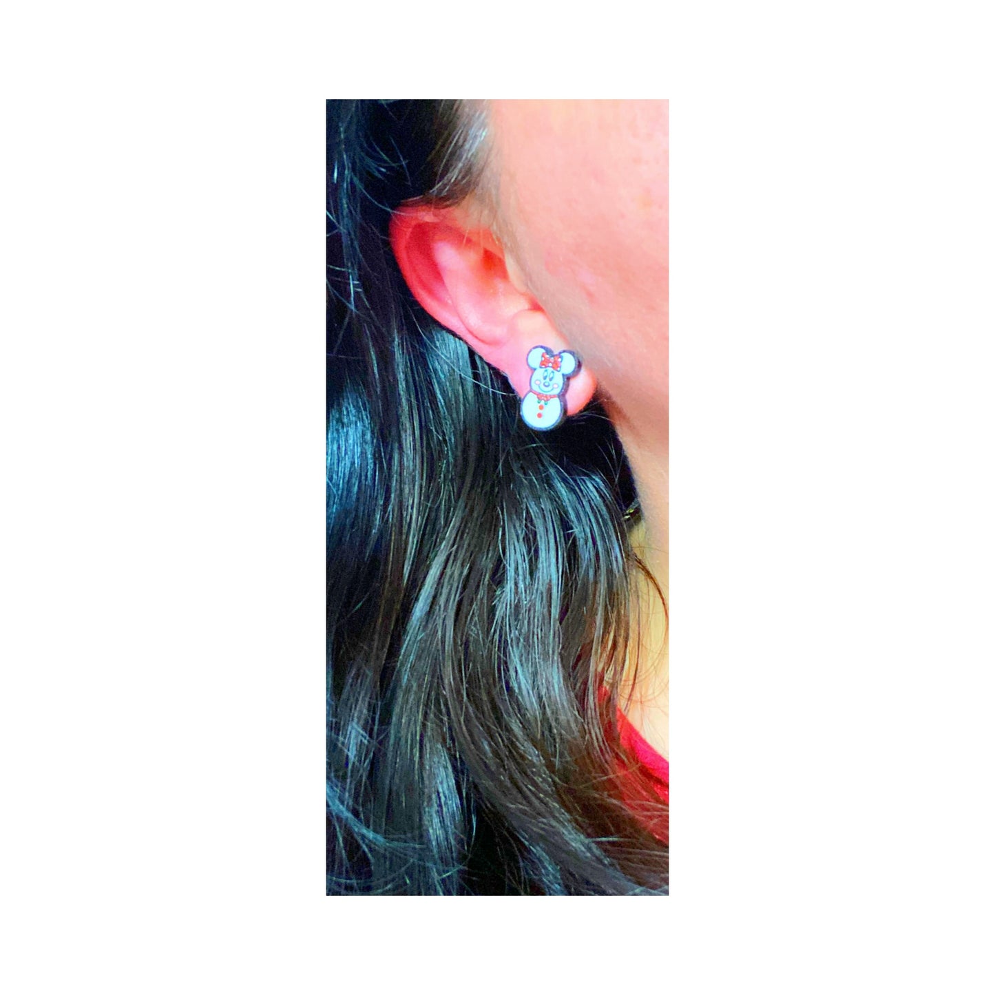 Mouse Snowman Couple Post Earrings