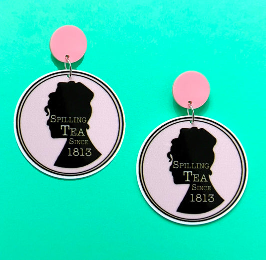 Spill The Tea Lady Whistledown Inspired Acrylic Drop Earrings