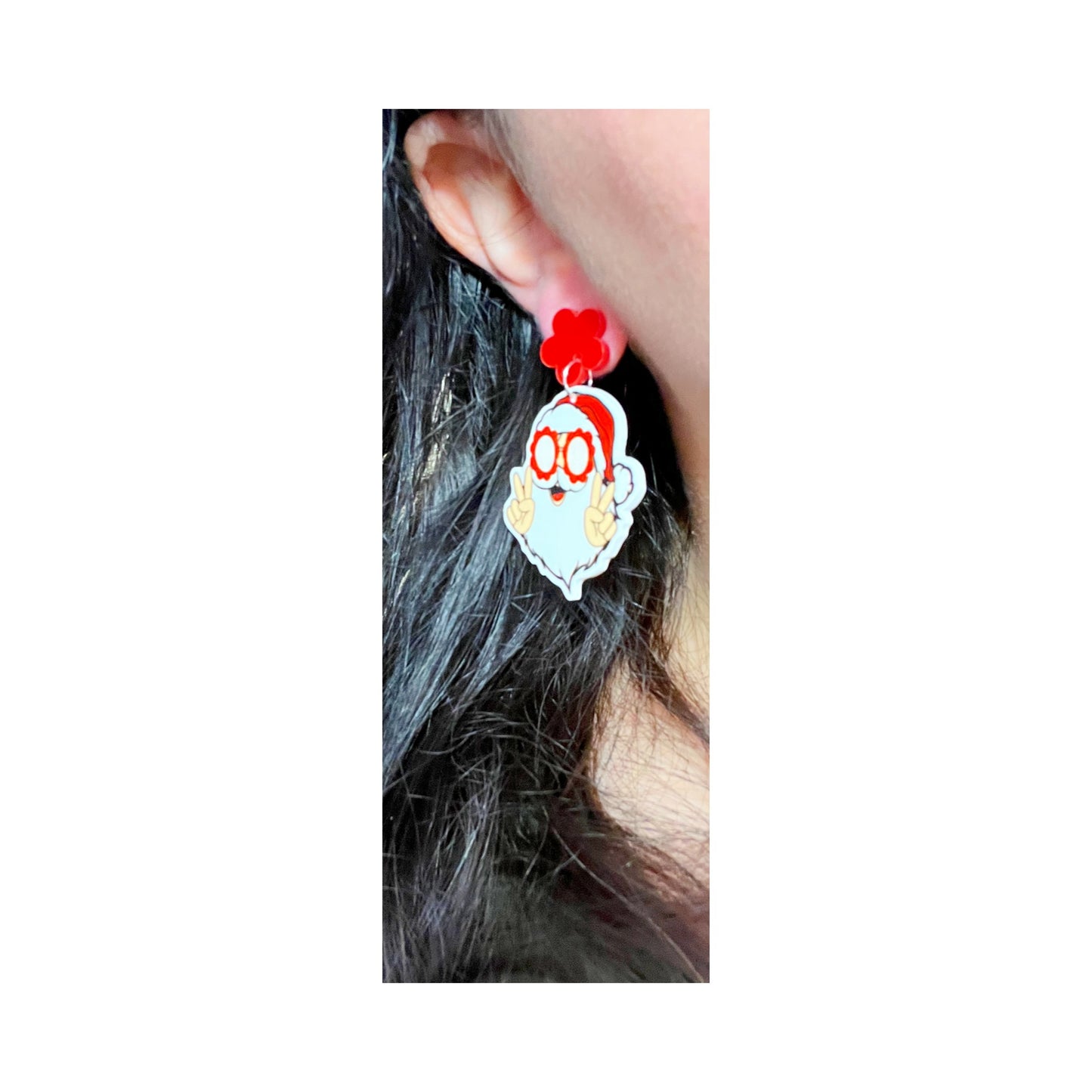 Groovy Santa Peace Sign Drop Earrings
