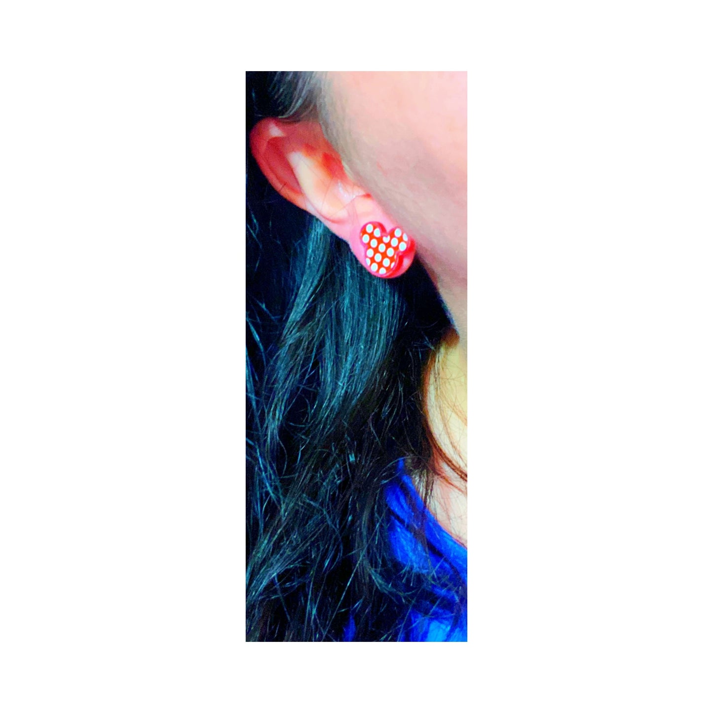 Red & White Polka Dot Mouse Acrylic Post Earrings