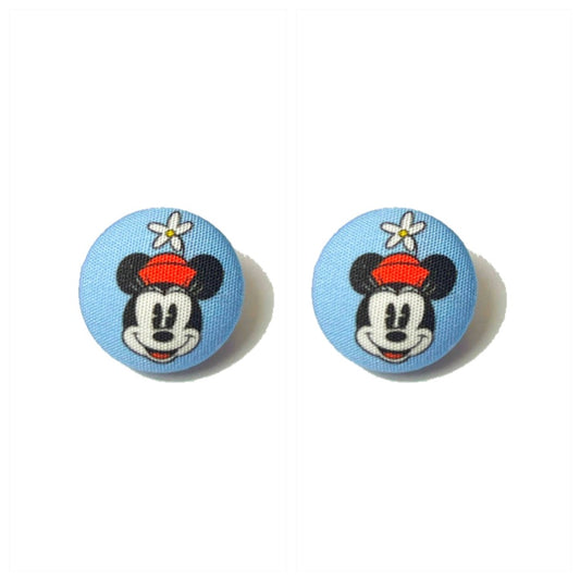 Vintage Minnie Fabric Button Earrings