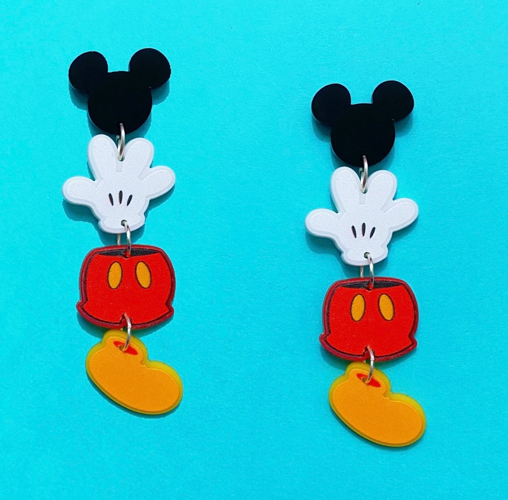 Mouse Outfit Tiered Drop Earrings