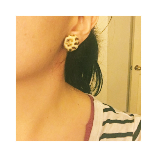 Leopard Print Fabric Button Earrings