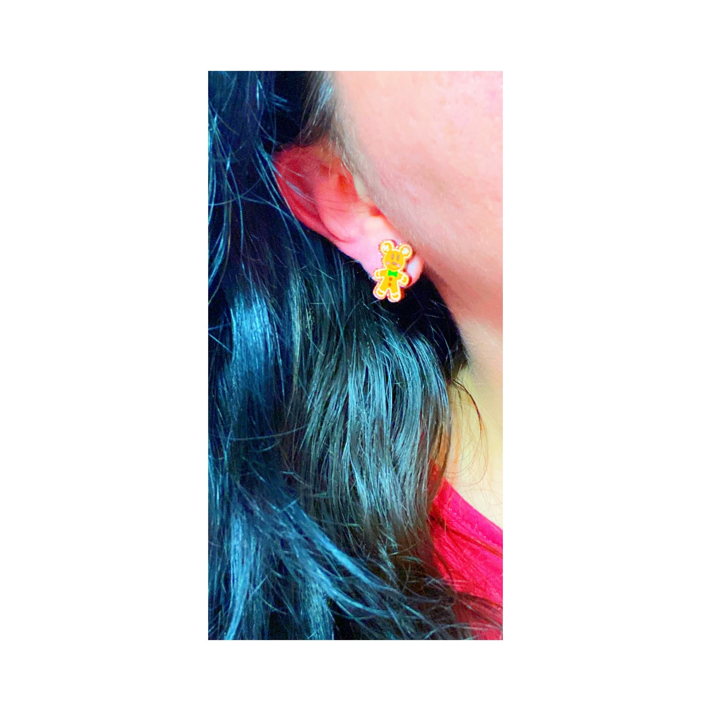 Mouse Sparkle Gingerbread Cookie Acrylic Post Earrings