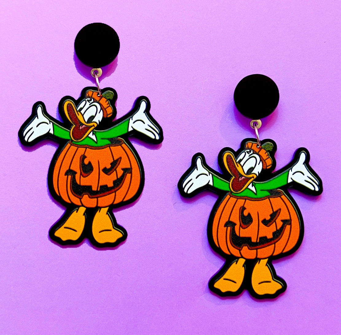 Pumpkin Duck Acrylic Drop Earrings