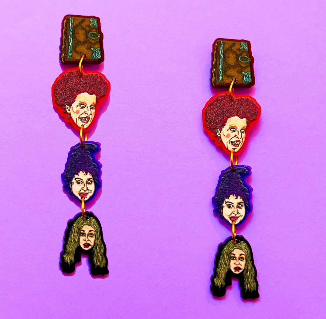 Sistahs! Witches Tiered Acrylic Drop Earrings