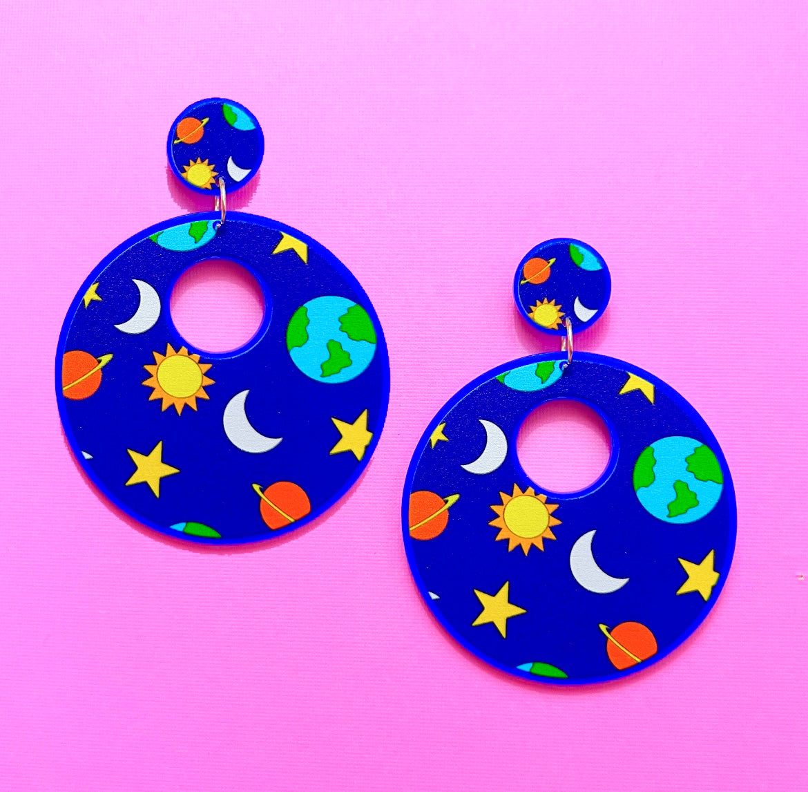 Ms. Frizzle Dress Print Acrylic Drop Earrings