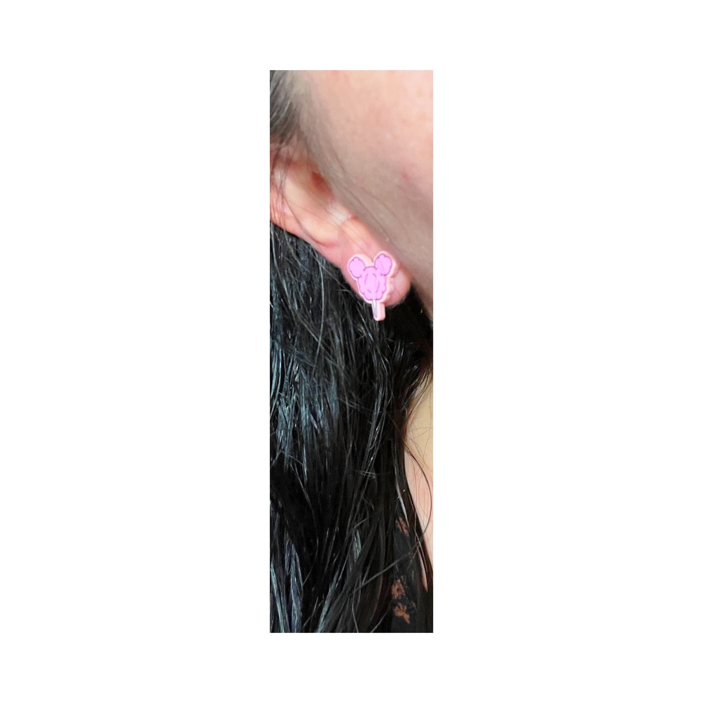 Mouse Cotton Candy Post Earrings