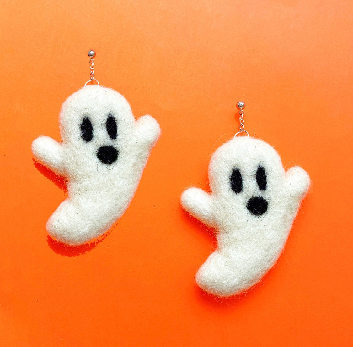Ghost Wool Felt Drop Earrings