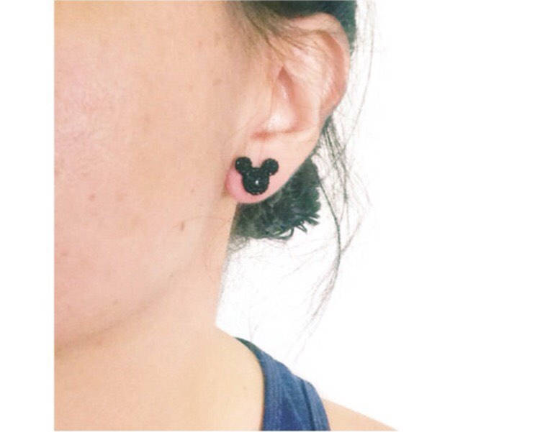 Black Sparkle Mouse Earrings
