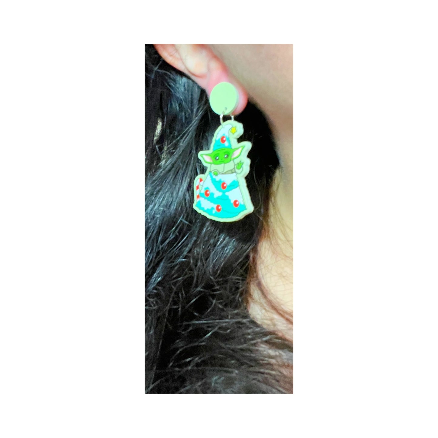 Space Child Christmas Tree Drop Earrings