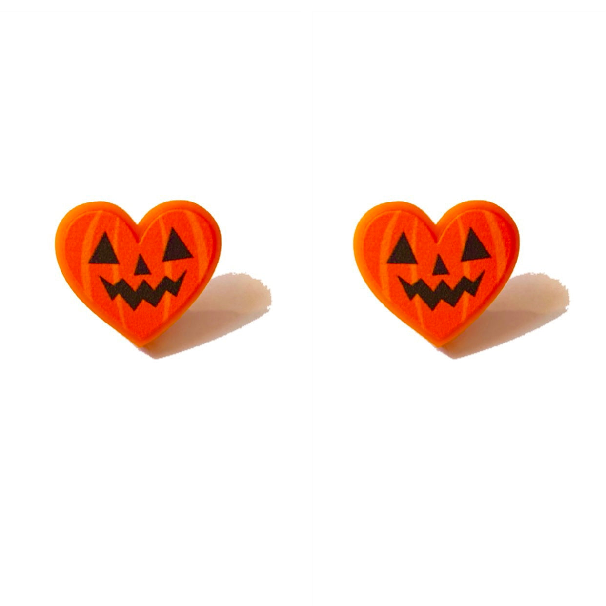 Jack-O-Lantern Pumpkin Heart Post Earrings