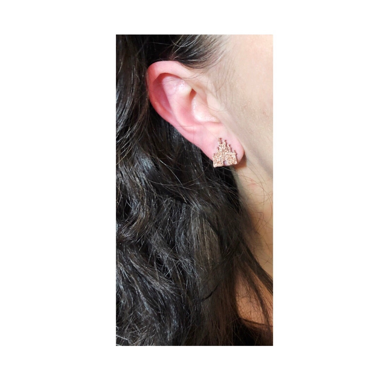 Blue Glitter Castle Post Earrings