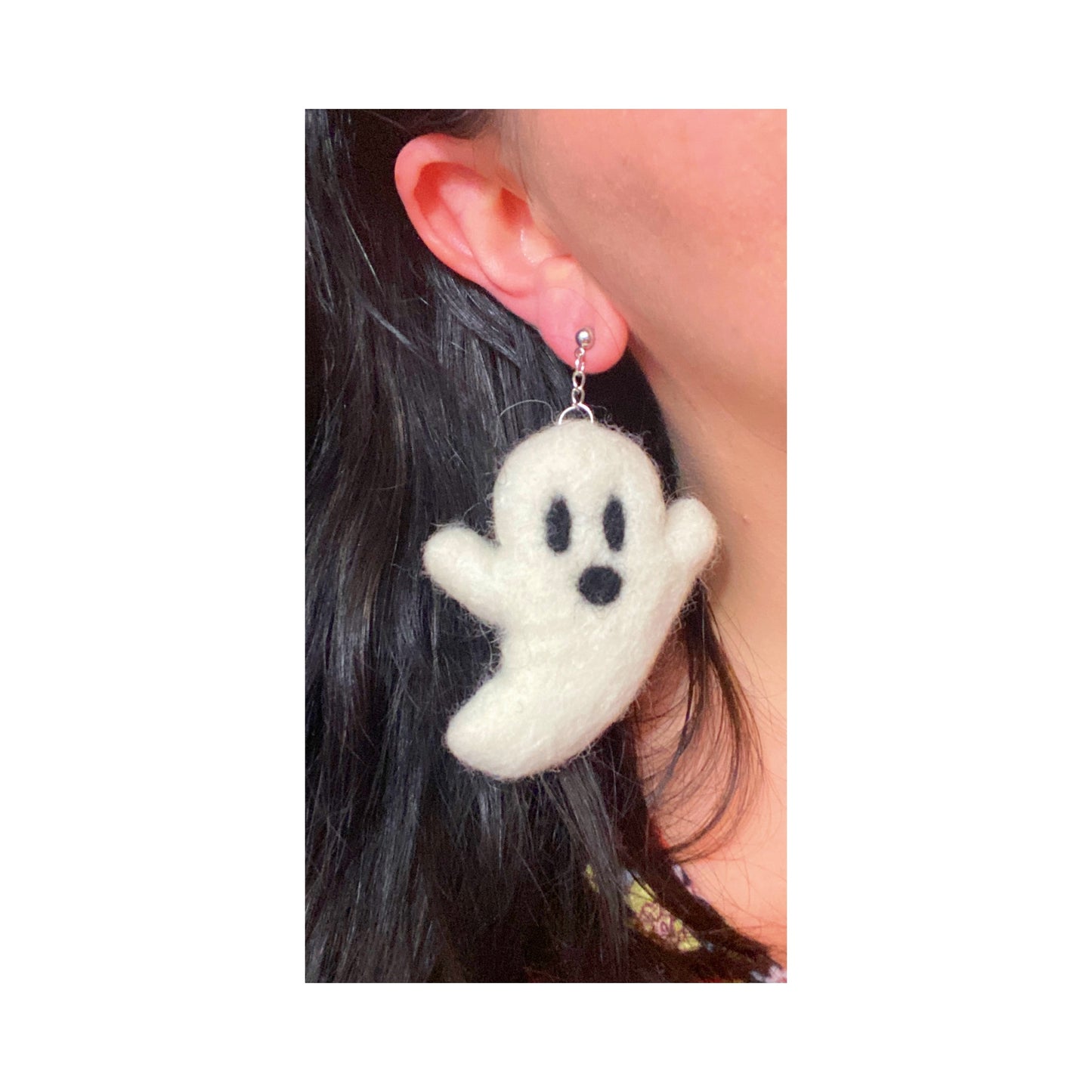 Ghost Wool Felt Drop Earrings
