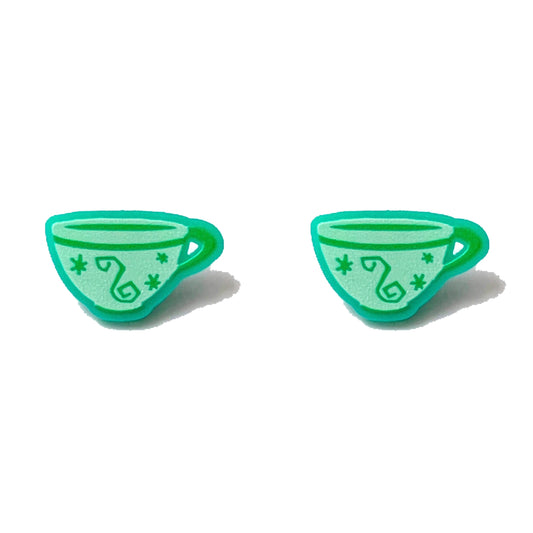 Mint Aqua Teacup Post Earrings