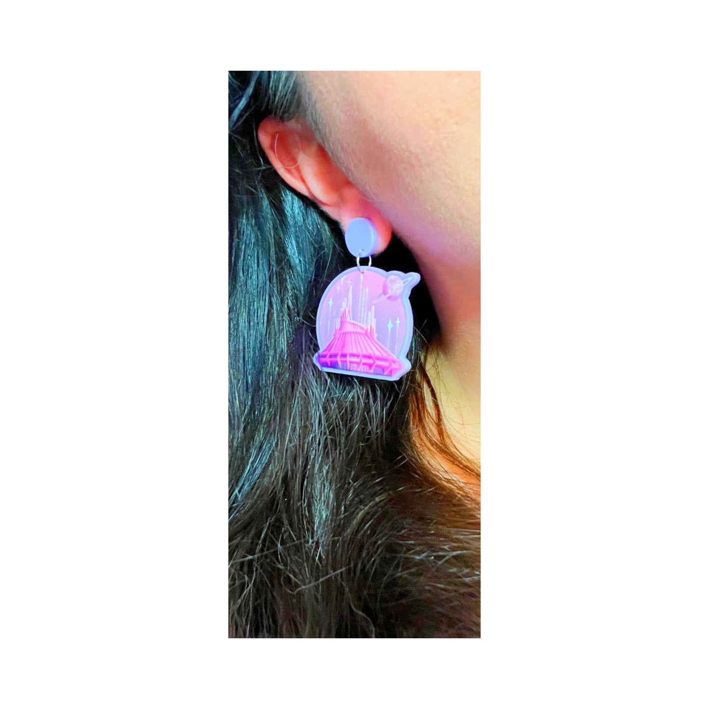 Pastel Space Mountain Acrylic Drop Earrings